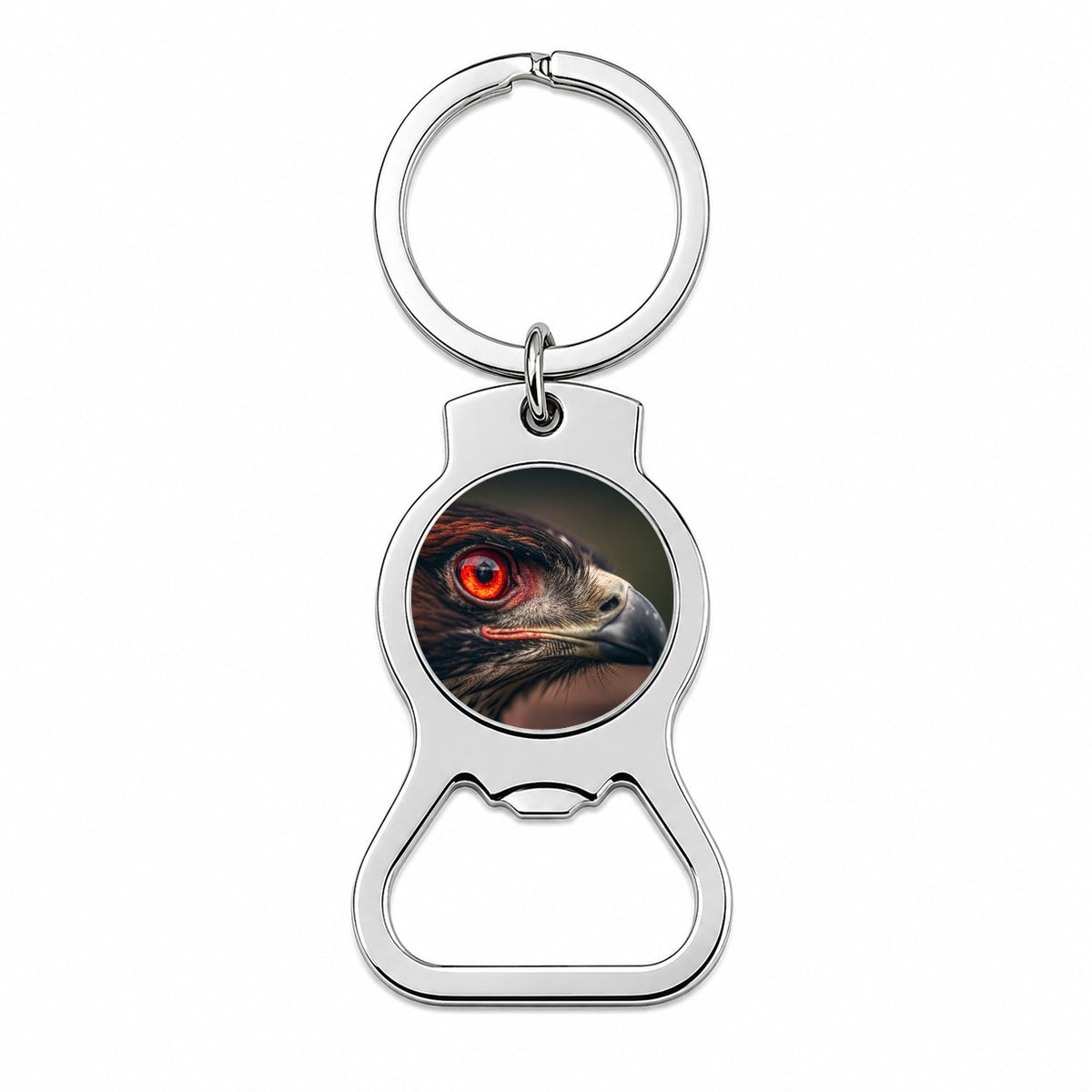 Red Eyes Hawk Bird Bottle Opener Keychain