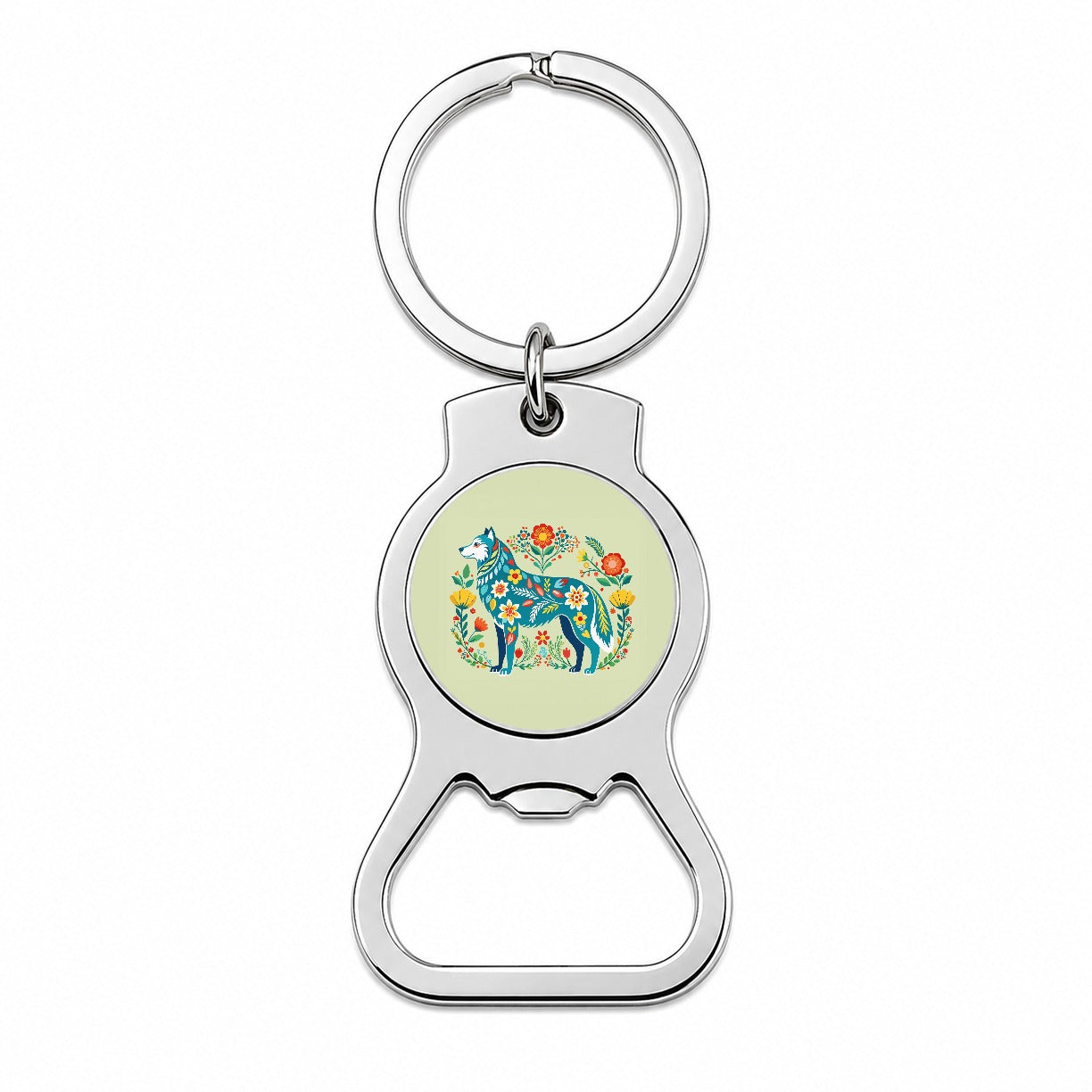 Siberian Retriever Floral Motif Beautiful Dog Bottle Opener Keychain