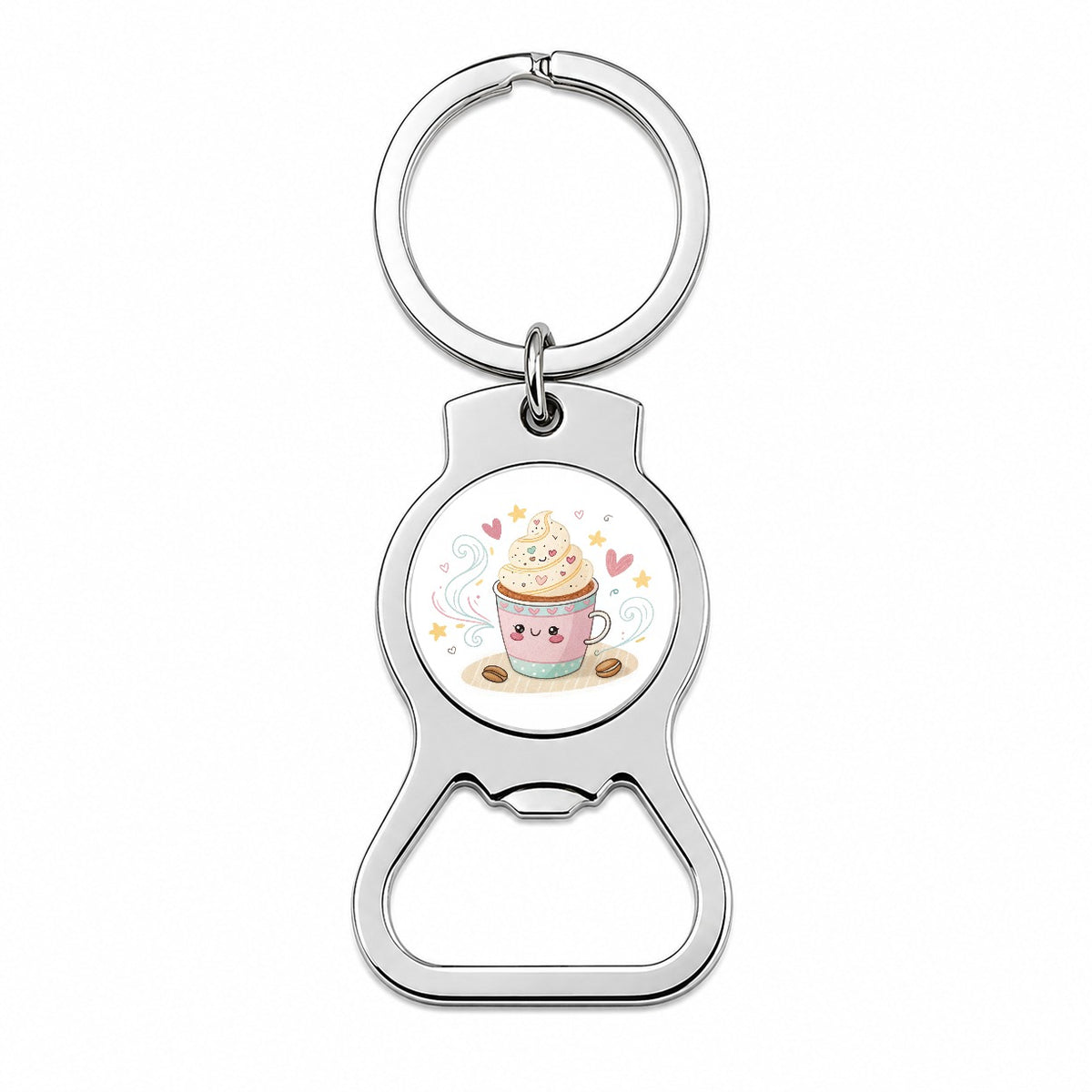 Kawaii Latte Coffee Bottle Opener Keychain