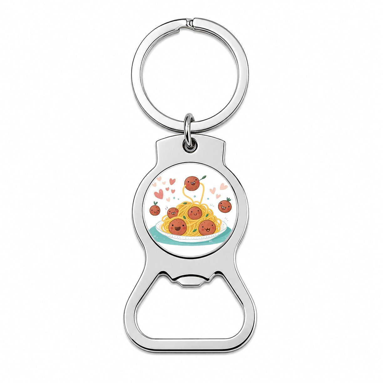 Kawaii Spaghetti And Meatballs Pasta Bottle Opener Keychain