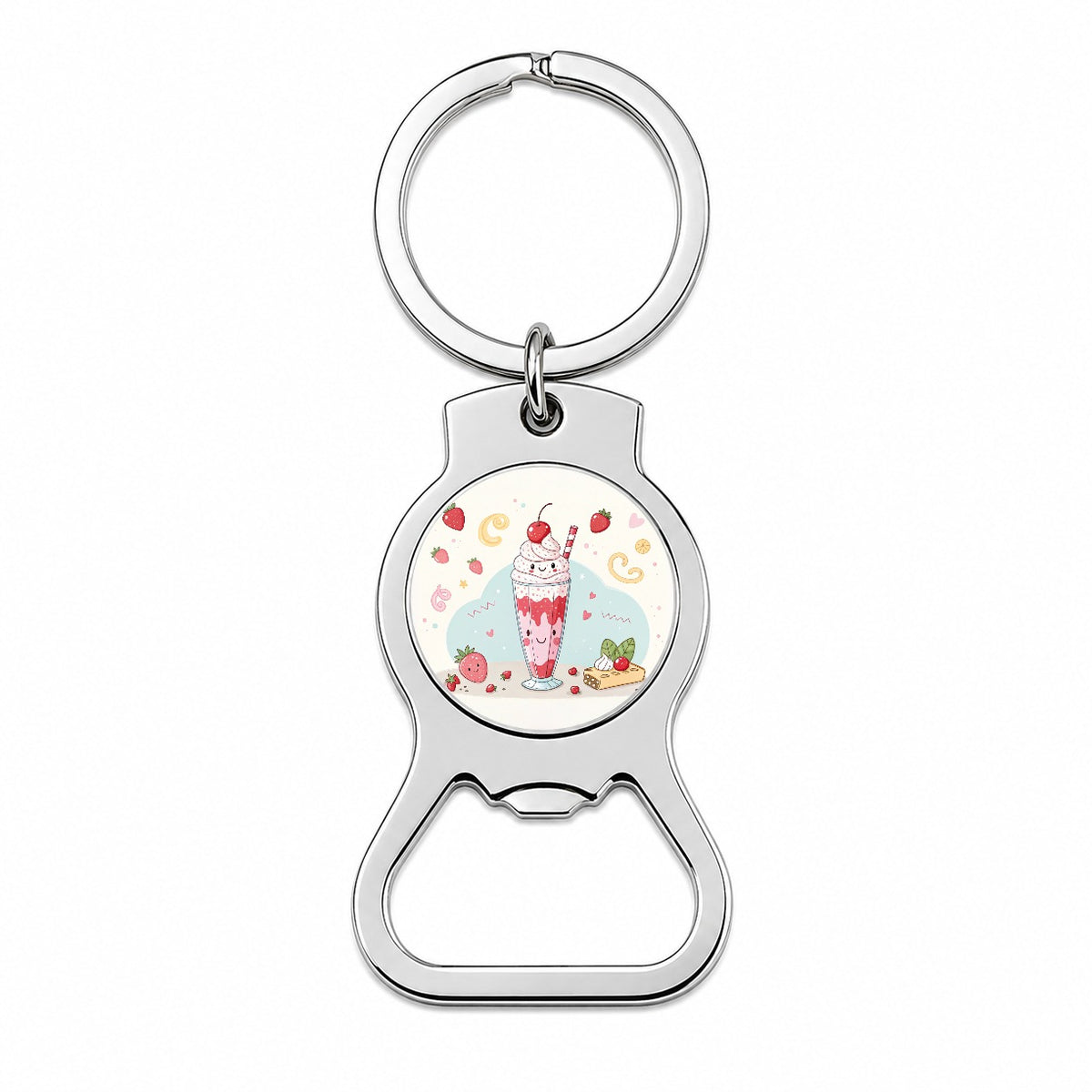 Kawaii Strawberry Milk Shake Bottle Opener Keychain