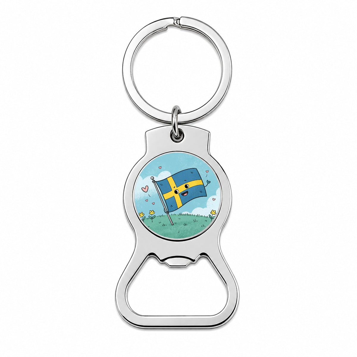 Kawaii Sweden Flag Bottle Opener Keychain