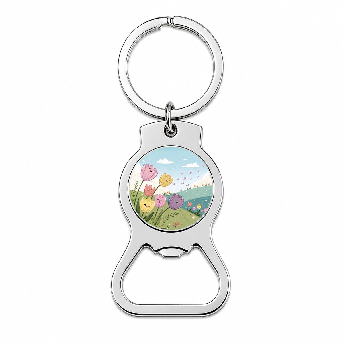 Kawaii Tulips Flowers Bottle Opener Keychain