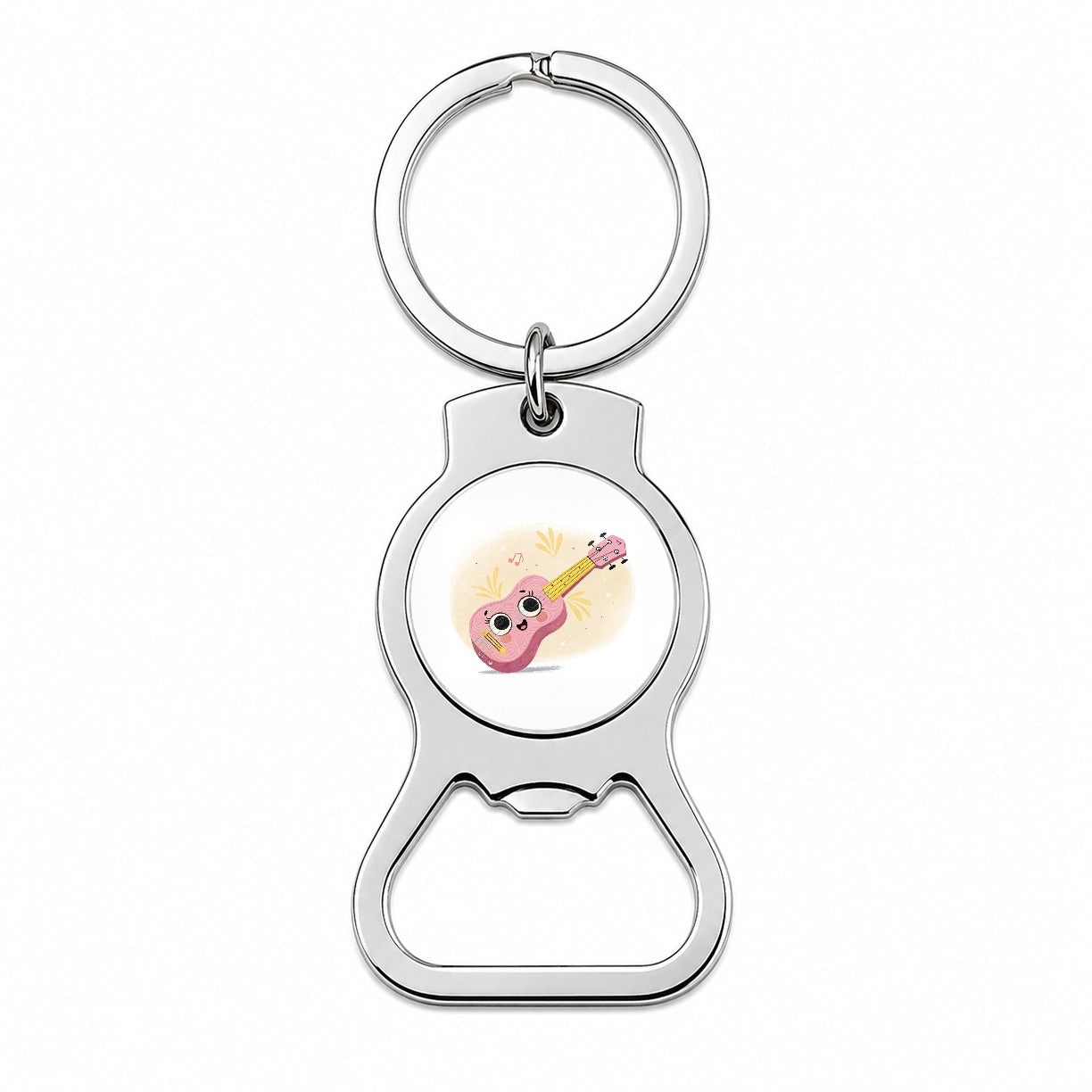 Kawaii Ukulele Pink Music Bottle Opener Keychain