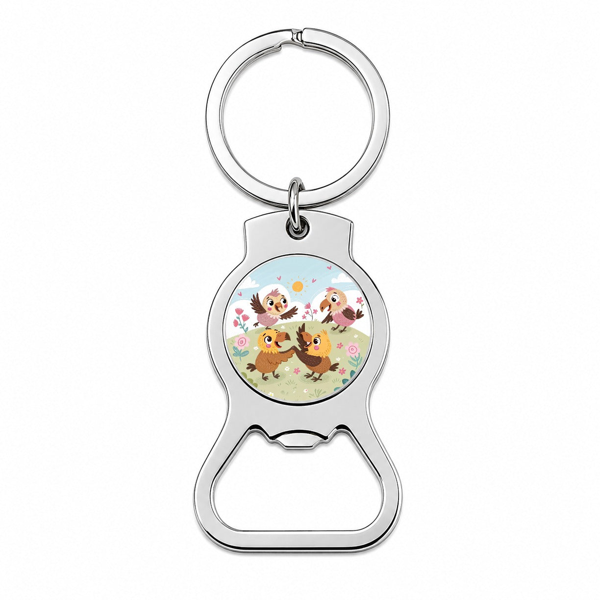 Kawaii Vultures Birds Bottle Opener Keychain