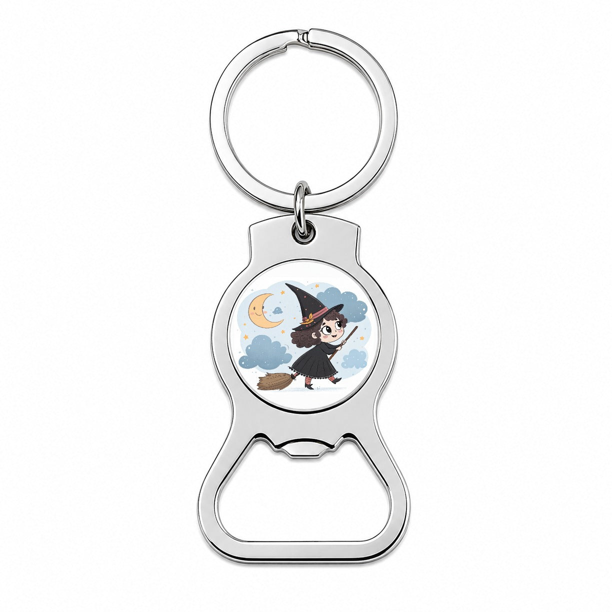 Kawaii Witch Broom Halloween Bottle Opener Keychain