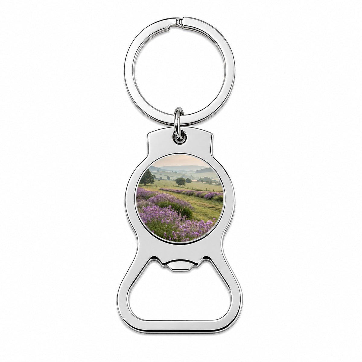 Lavender Flowers Field Bottle Opener Keychain
