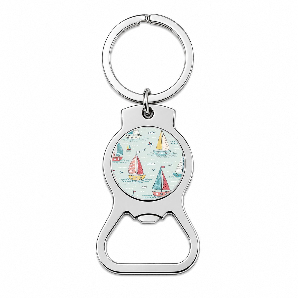 Sailboats Scattered Bottle Opener Keychain