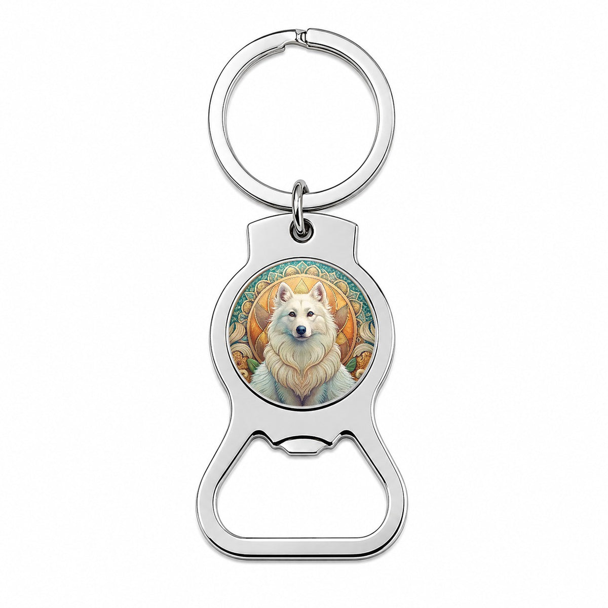 American Eskimo Dog Art Nouveau Bottle Opener Keychain