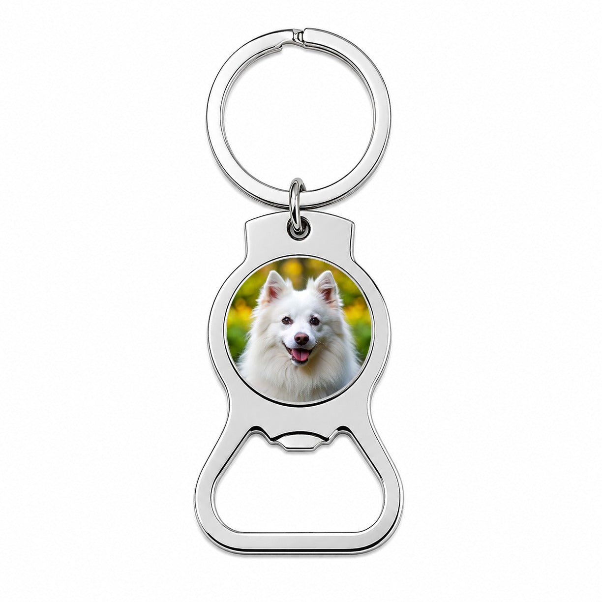 American Eskimo Dog Photo Bottle Opener Keychain