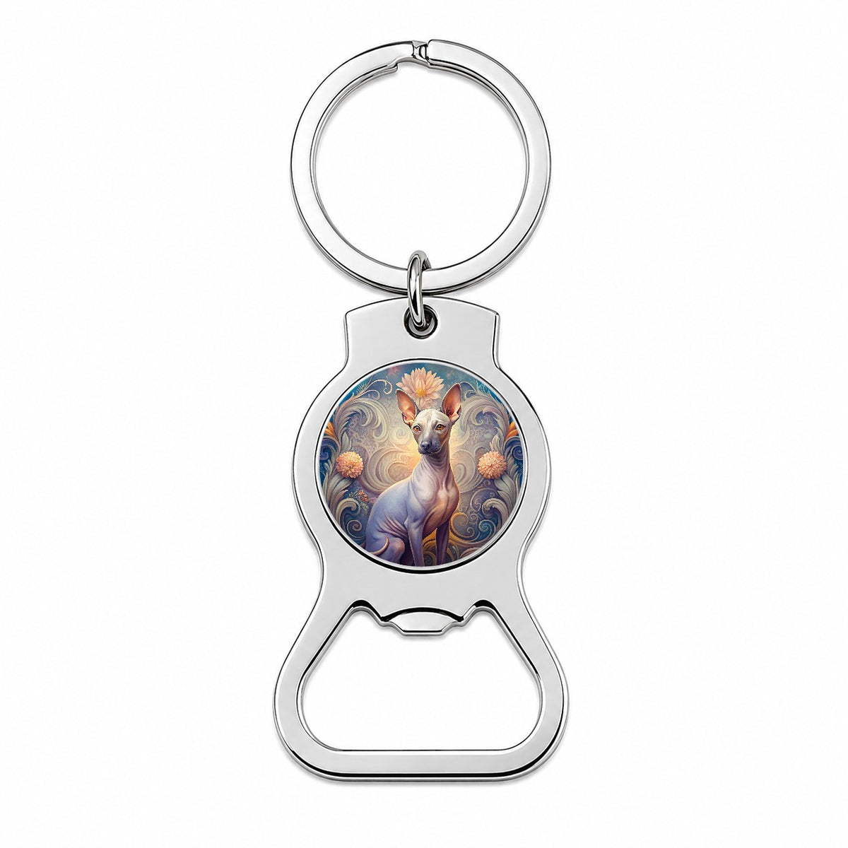 American Hairless Terrier Dog Art Nouveau Bottle Opener Keychain