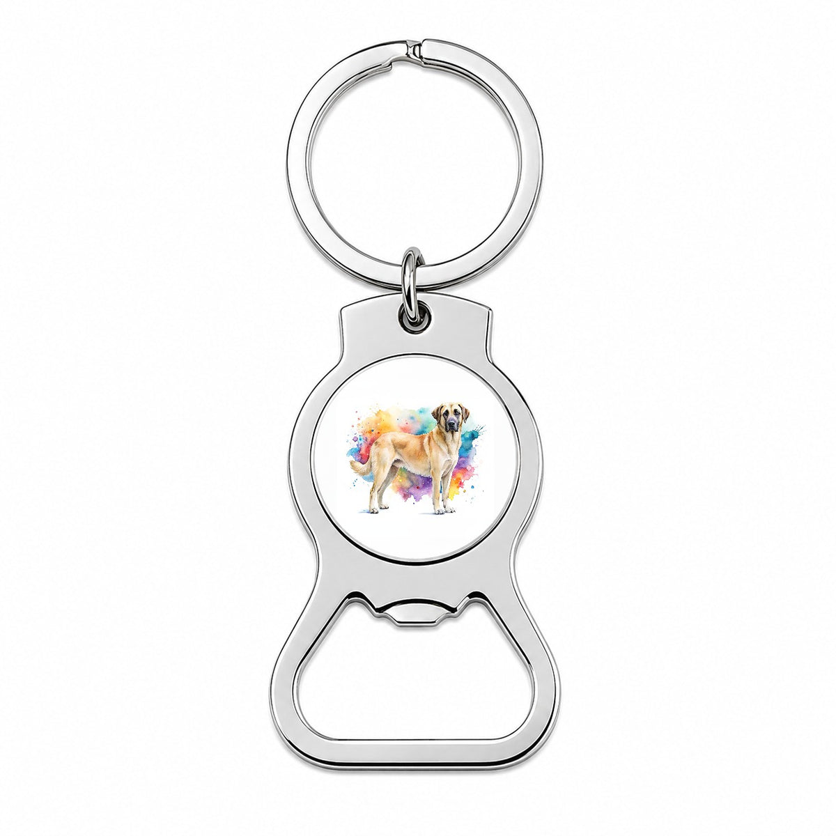 Anatolian Shepherd Dog Watercolor Style Bottle Opener Keychain