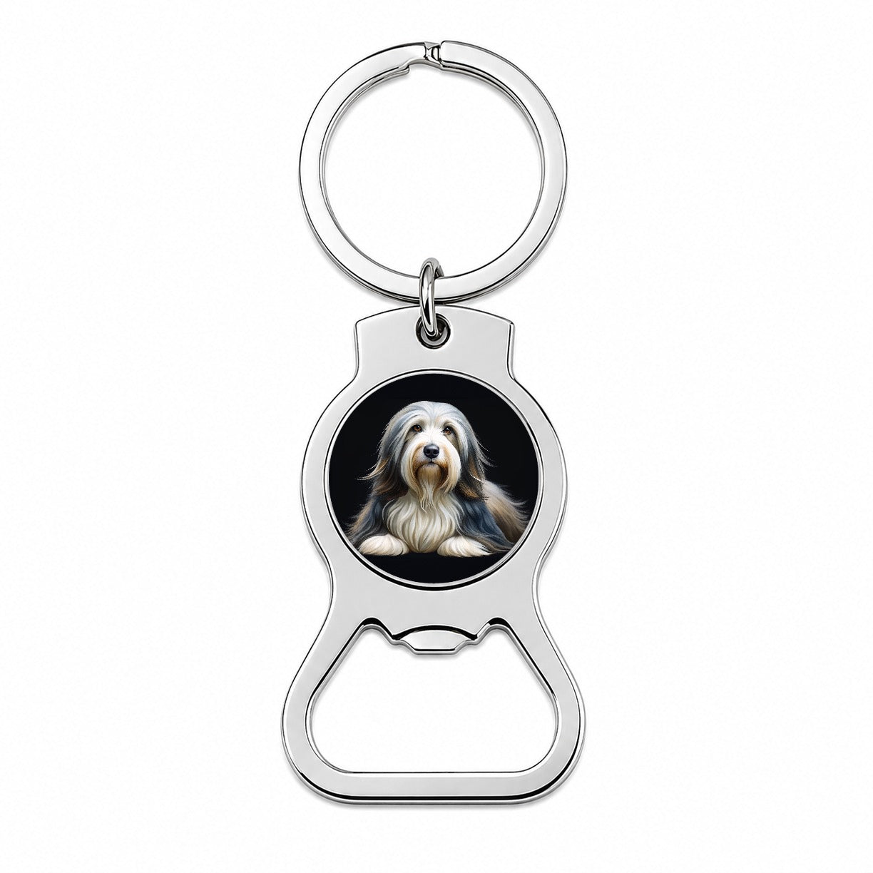 Bearded Collie Dog Illustration Bottle Opener Keychain