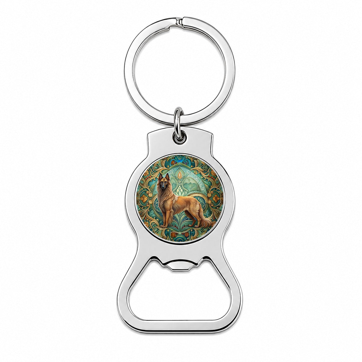 Belgian Tervuren Dog Art Nouveau Bottle Opener Keychain