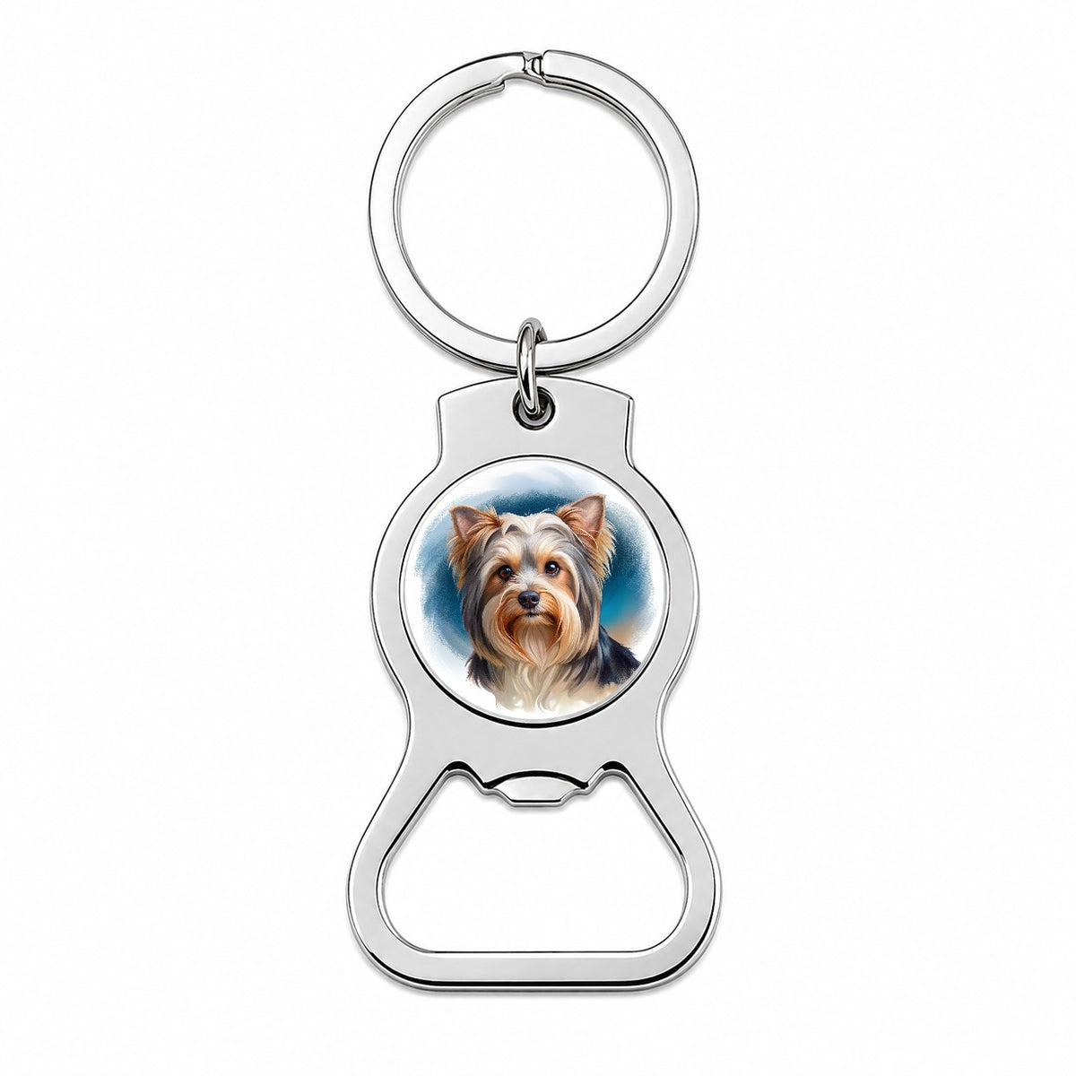 Biewer Terrier Dog Illustration Bottle Opener Keychain