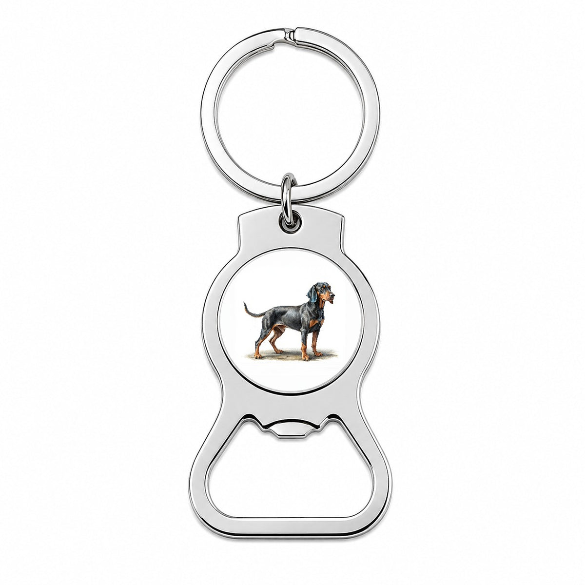 Black And Tan Coonhound Dog Illustration Bottle Opener Keychain