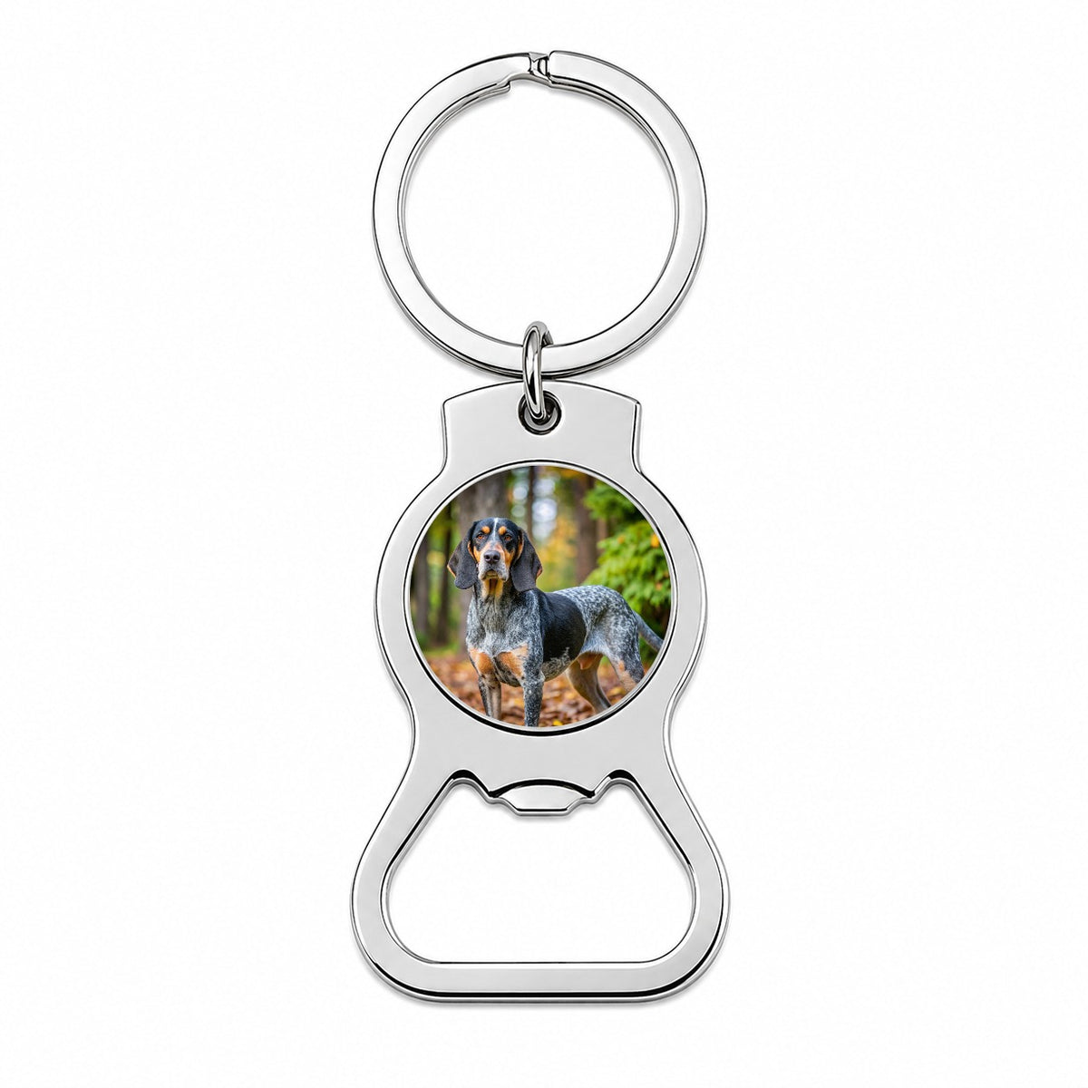 Bluetick Coonhound Dog Photo Bottle Opener Keychain