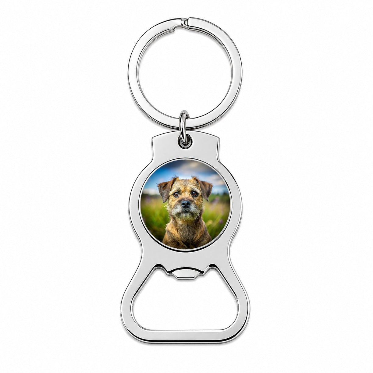 Border Terrier Dog Photo Bottle Opener Keychain