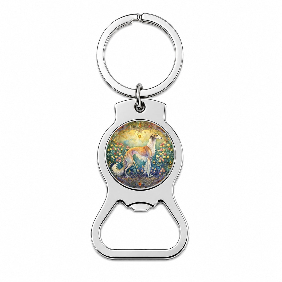 Borzoi Dog Art Nouveau Bottle Opener Keychain