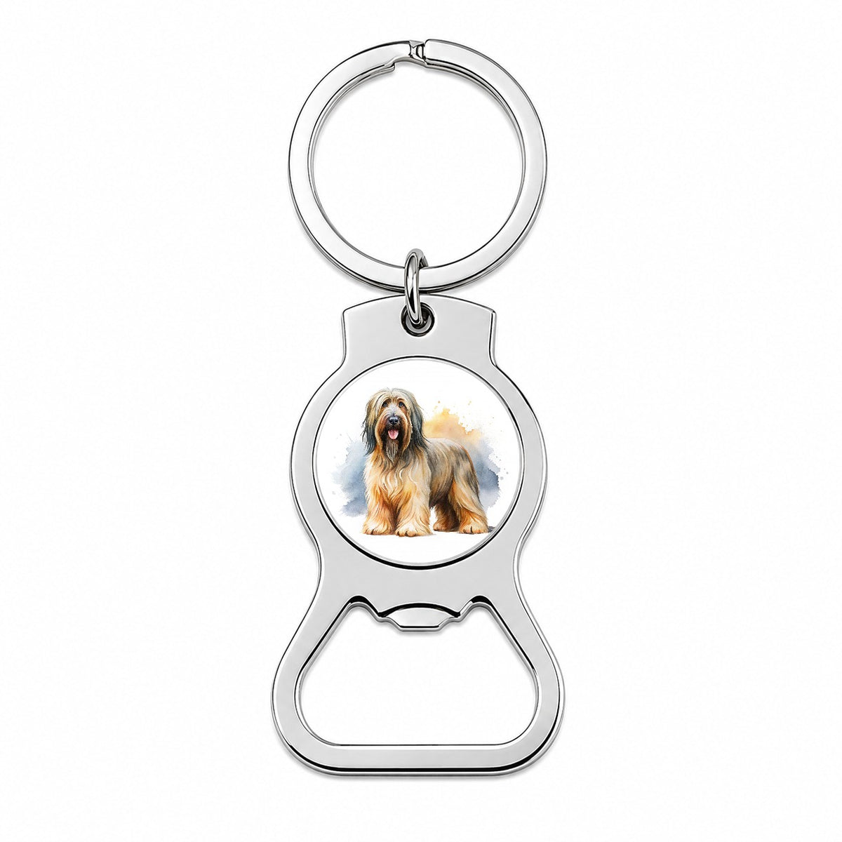 Briard Dog Watercolor Style Bottle Opener Keychain