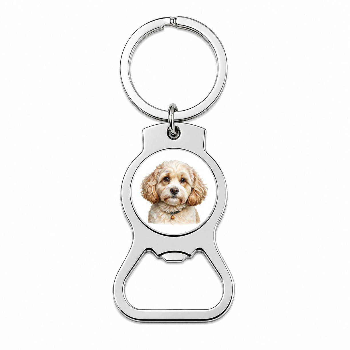 Cavachon Dog Illustration Bottle Opener Keychain