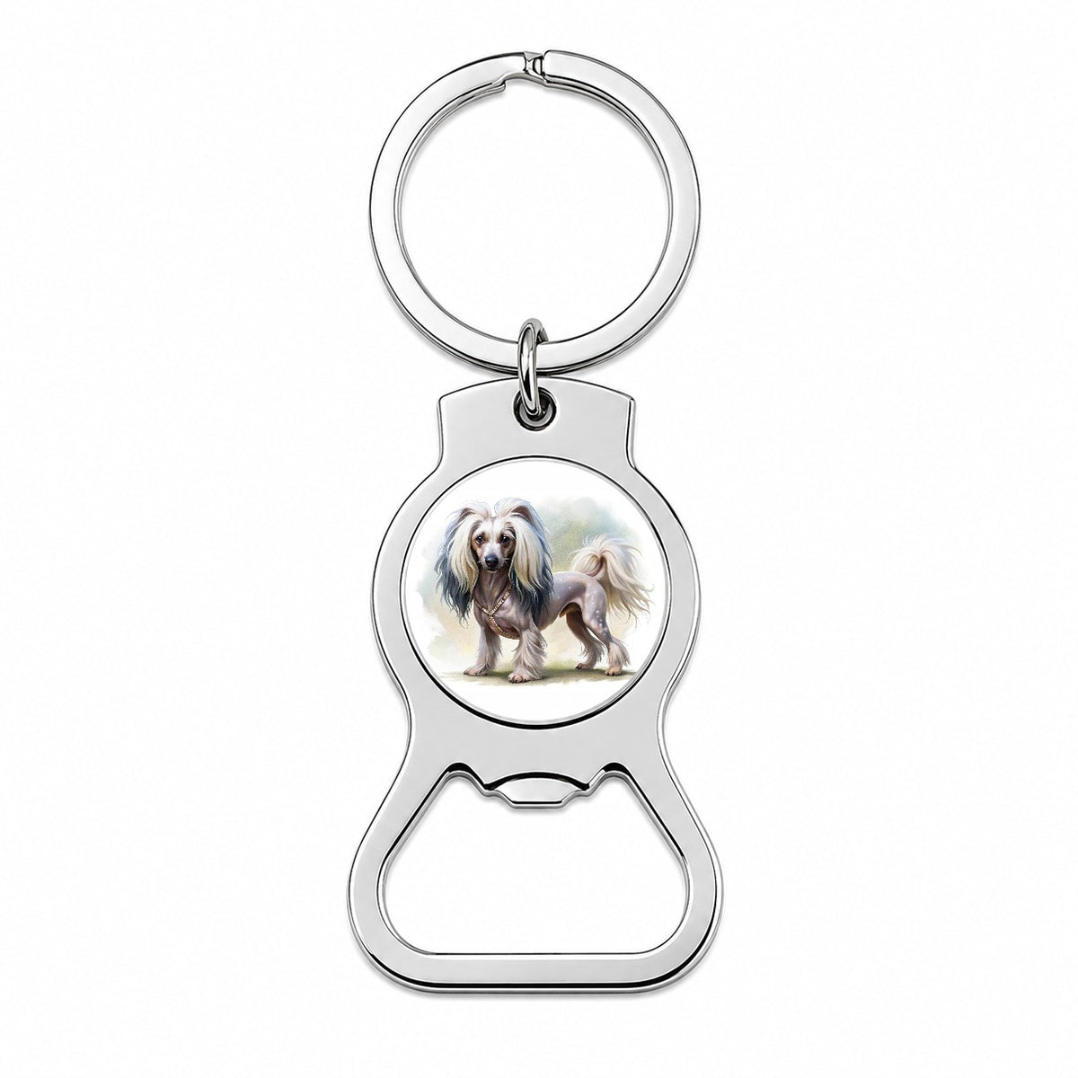 Chinese Crested Dog Illustration Bottle Opener Keychain