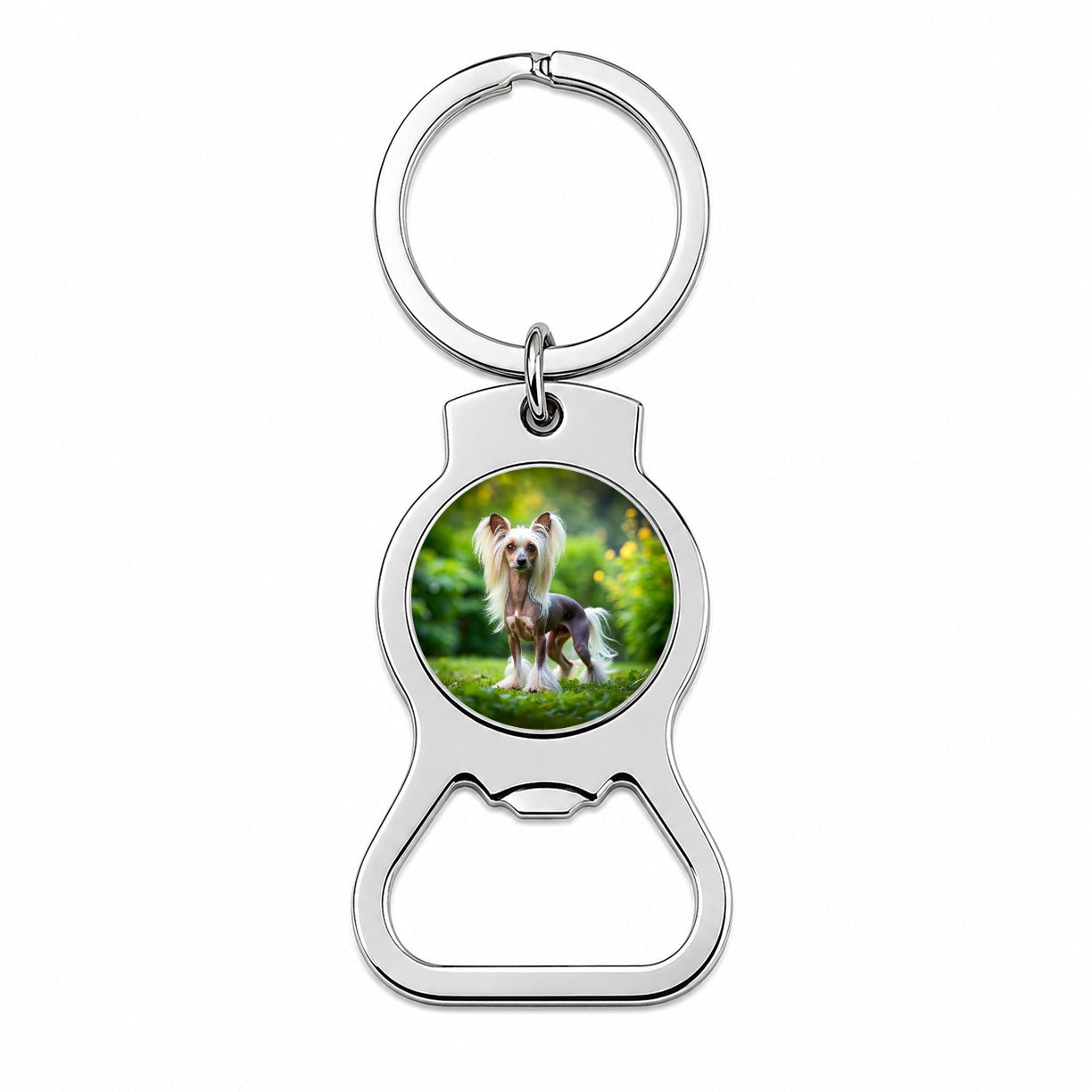 Chinese Crested Dog Photo Bottle Opener Keychain