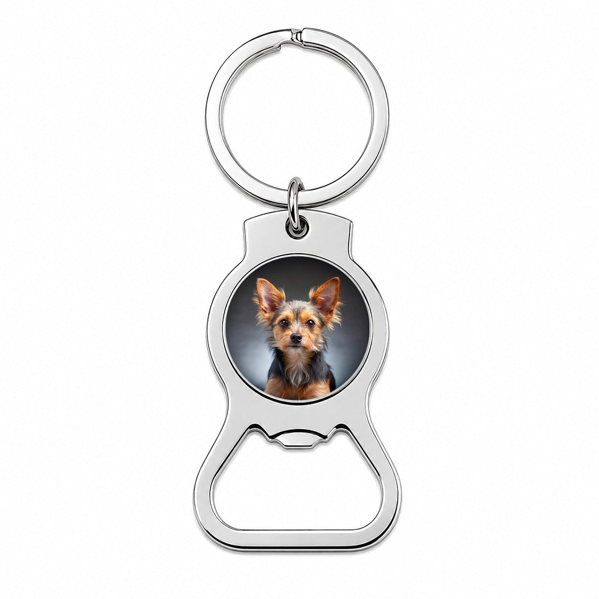 Chorkie Dog Photo Bottle Opener Keychain