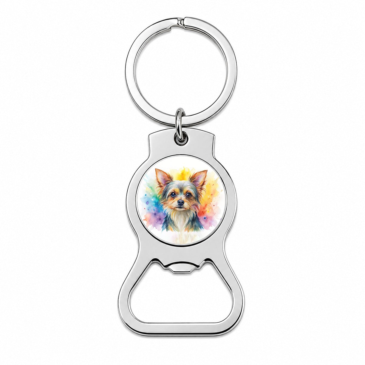Chorkie Dog Watercolor Style Bottle Opener Keychain