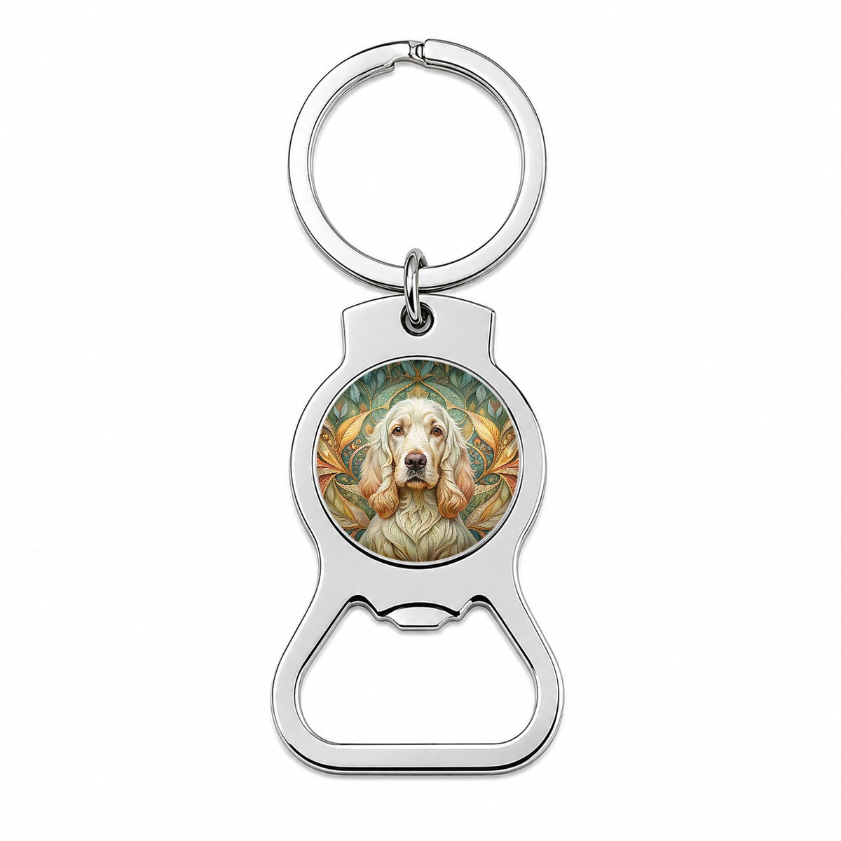 Clumber Spaniel Dog Art Nouveau Bottle Opener Keychain