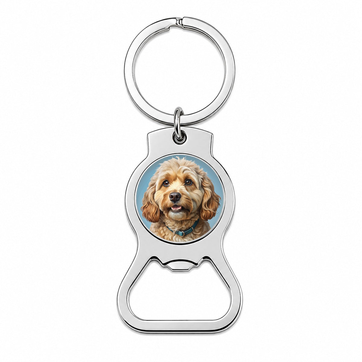 Cockapoo Dog Illustration Bottle Opener Keychain