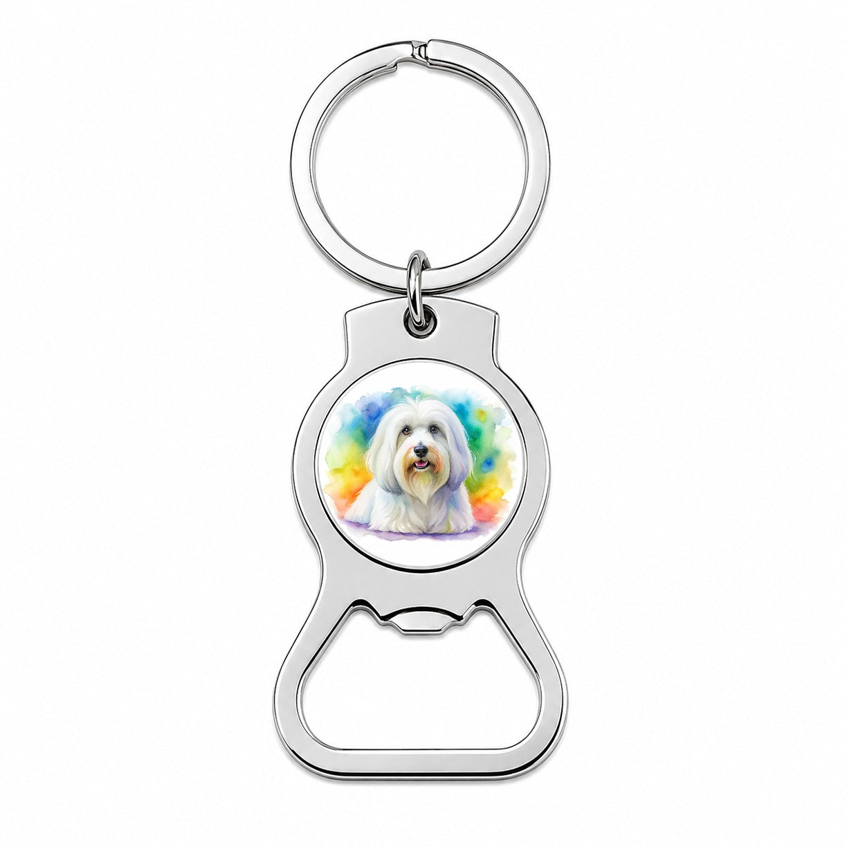 Coton De Tulear Dog Watercolor Style Bottle Opener Keychain