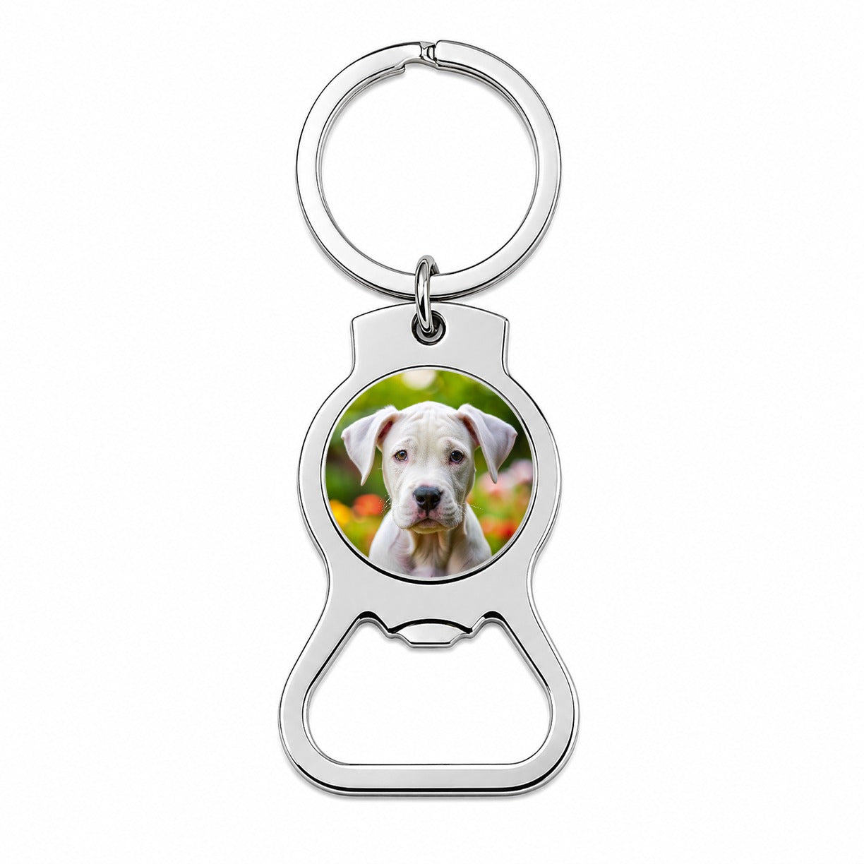Dogo Argentino Dog Puppy Photo Bottle Opener Keychain