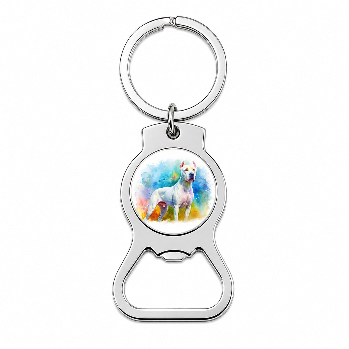 Dogo Argentino Dog Watercolor Style Bottle Opener Keychain