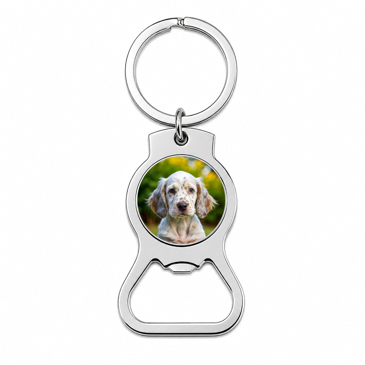 English Setter Dog Puppy Photo Bottle Opener Keychain