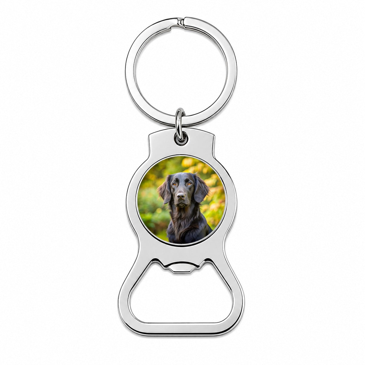 Flat Coated Retriever Dog Photo Bottle Opener Keychain