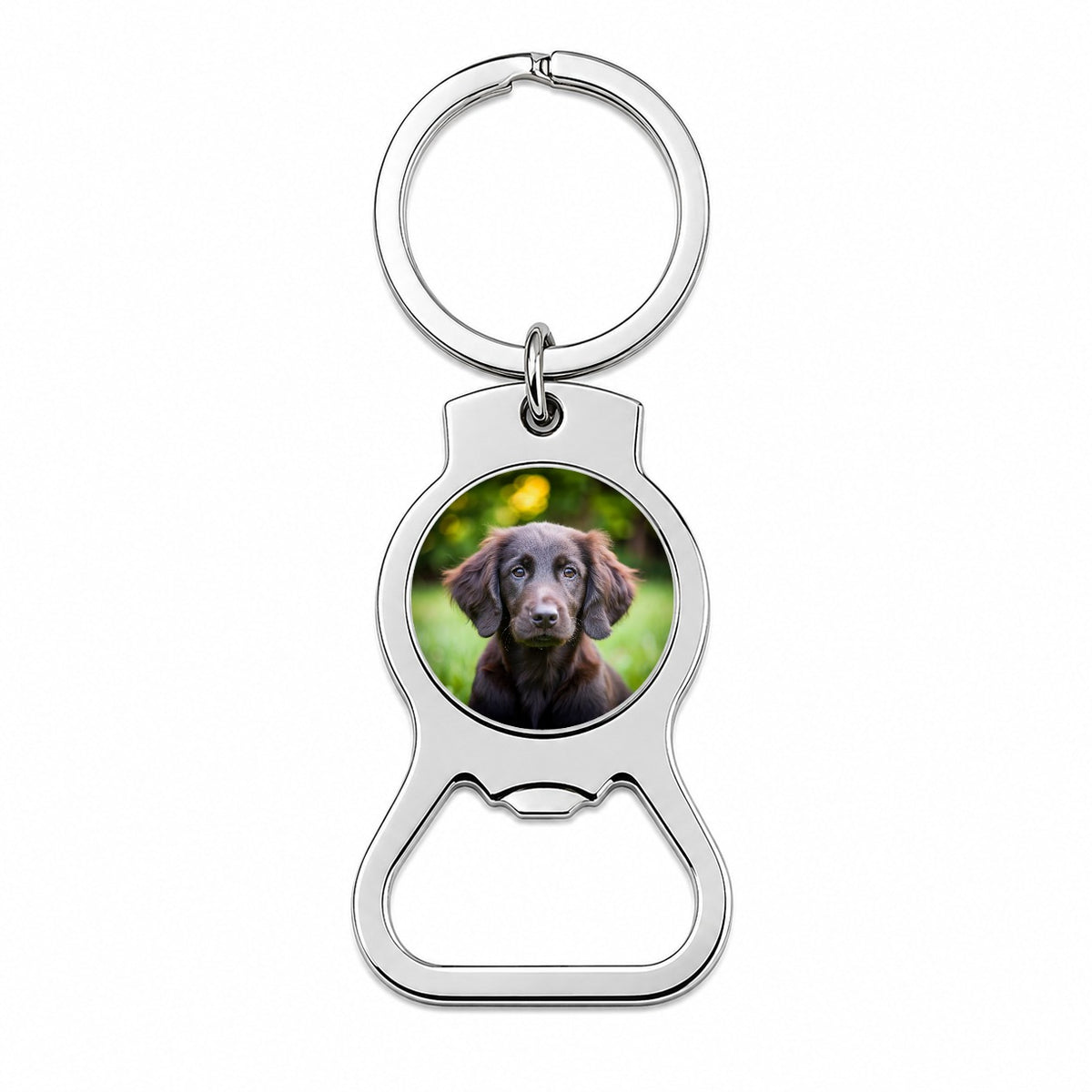 Flat Coated Retriever Dog Puppy Photo Bottle Opener Keychain
