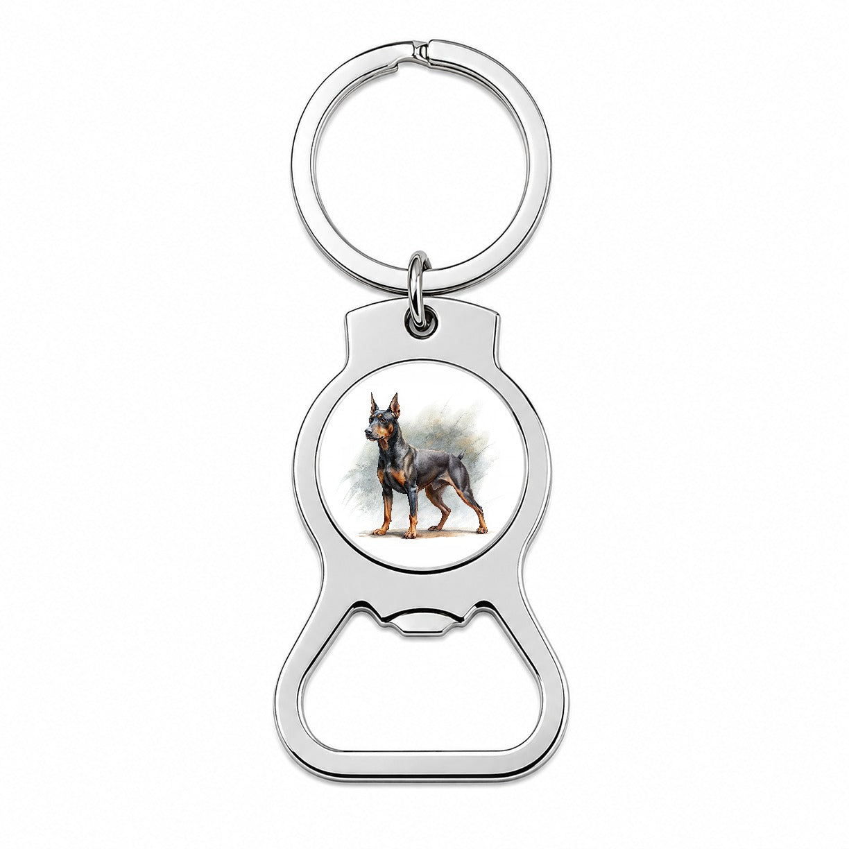 German Pinscher Dog Illustration Bottle Opener Keychain