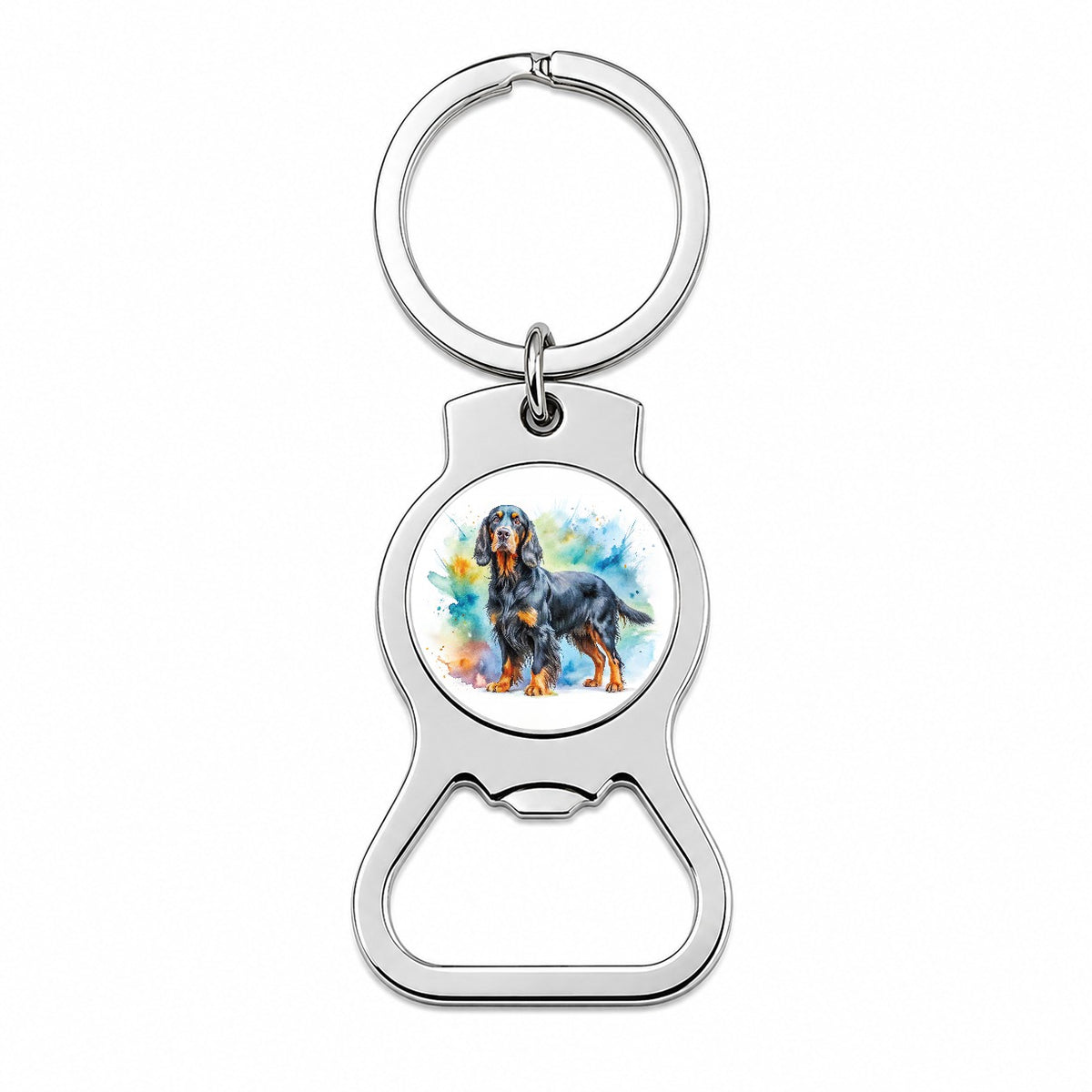 Gordon Setter Dog Watercolor Style Bottle Opener Keychain
