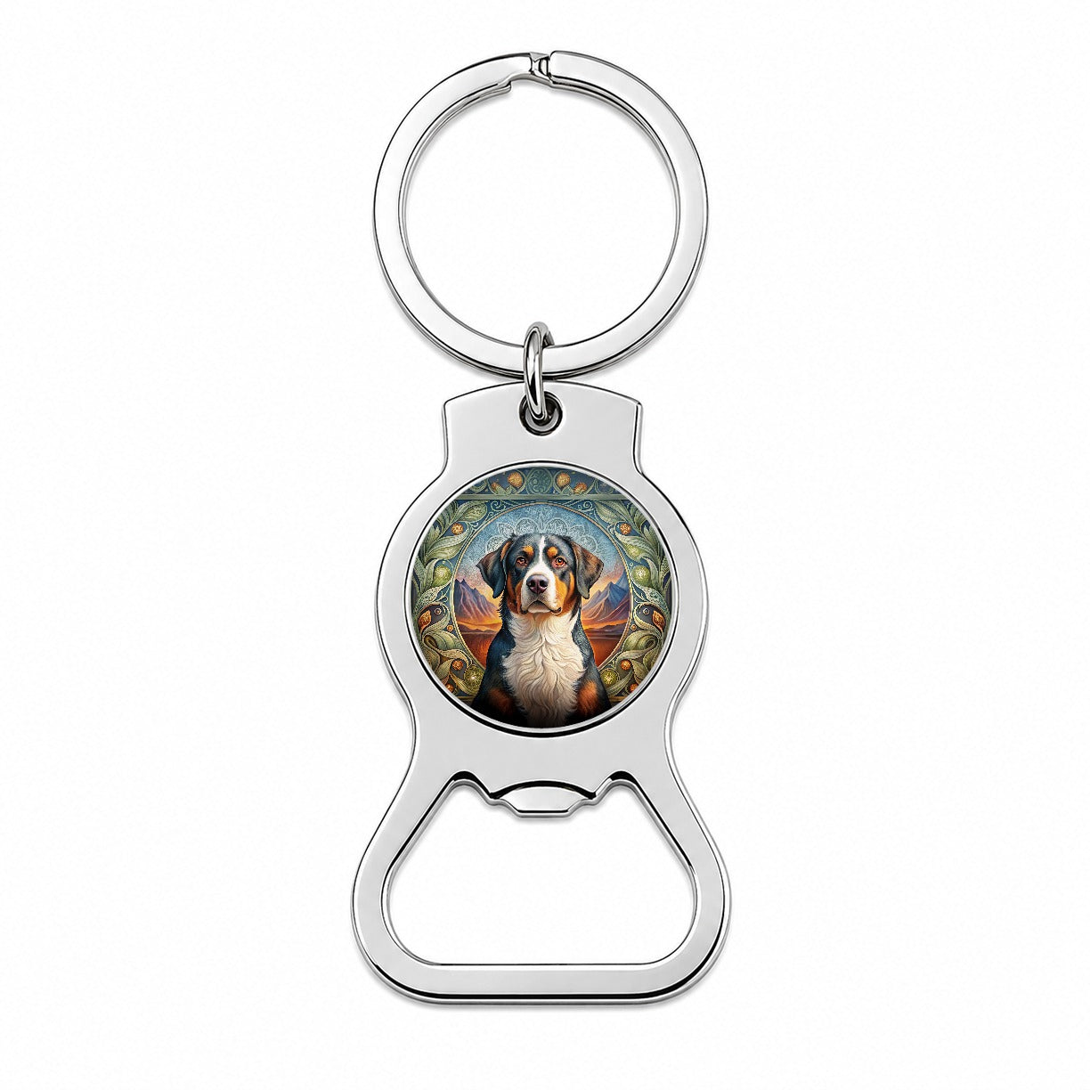 Greater Swiss Mountain Dog Art Nouveau Bottle Opener Keychain