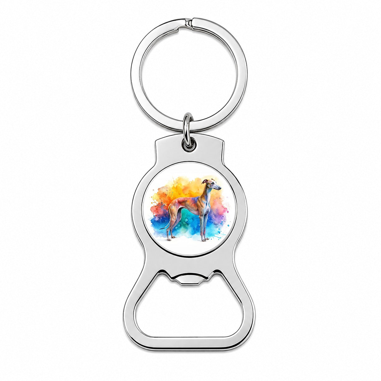 Greyhound Dog Watercolor Style Bottle Opener Keychain