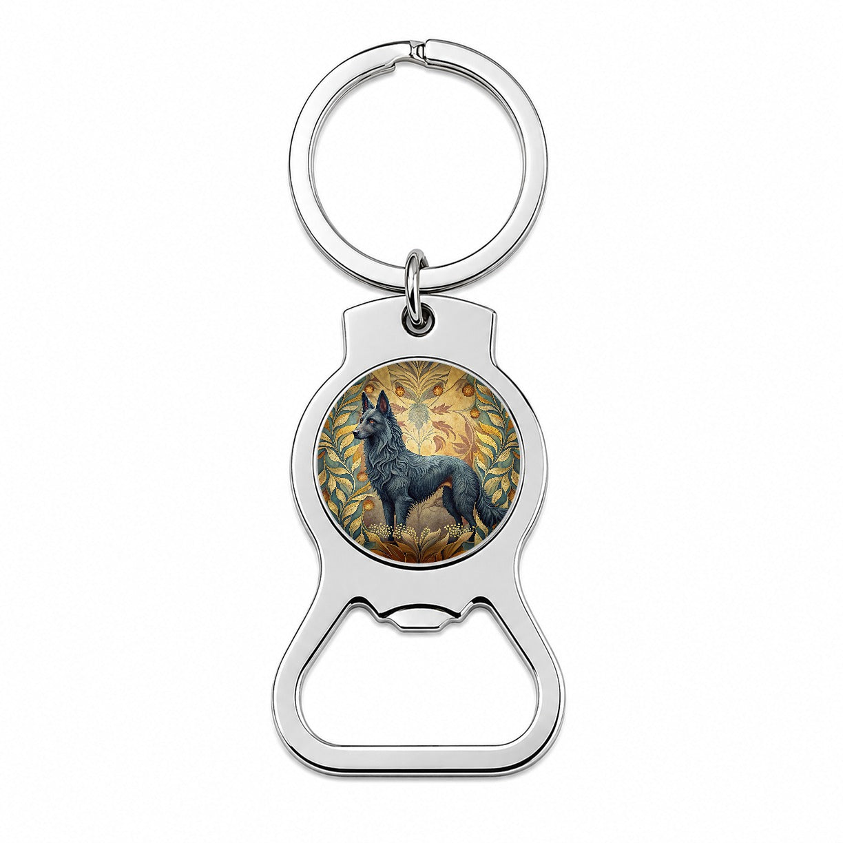 Groenendael Belgian Sheepdog Dog Art Nouveau Bottle Opener Keychain