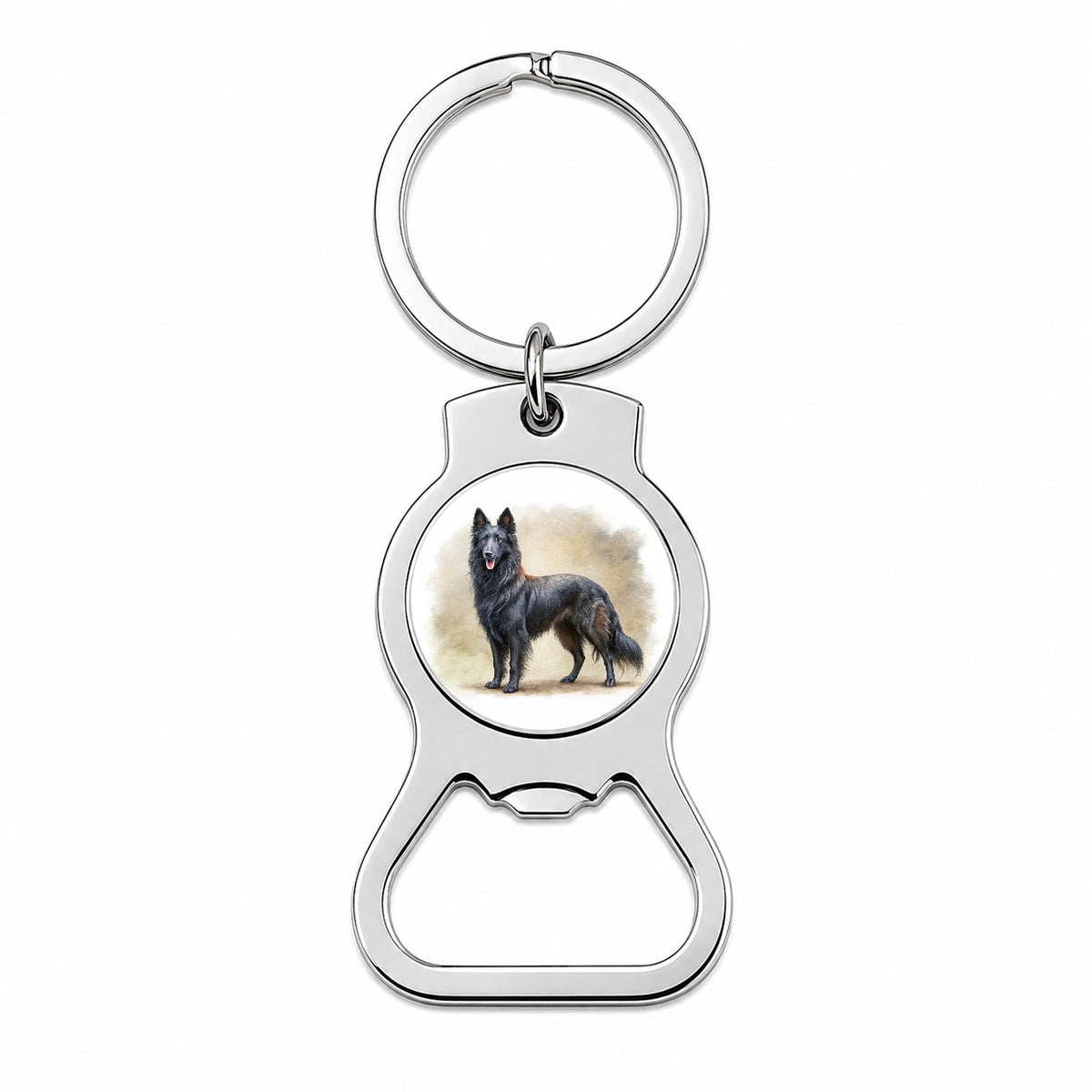 Groenendael Belgian Sheepdog Dog Illustration Bottle Opener Keychain