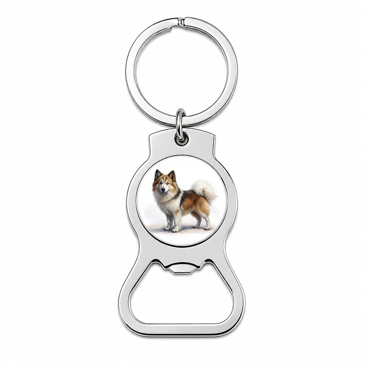 Icelandic Sheepdog Dog Illustration Bottle Opener Keychain