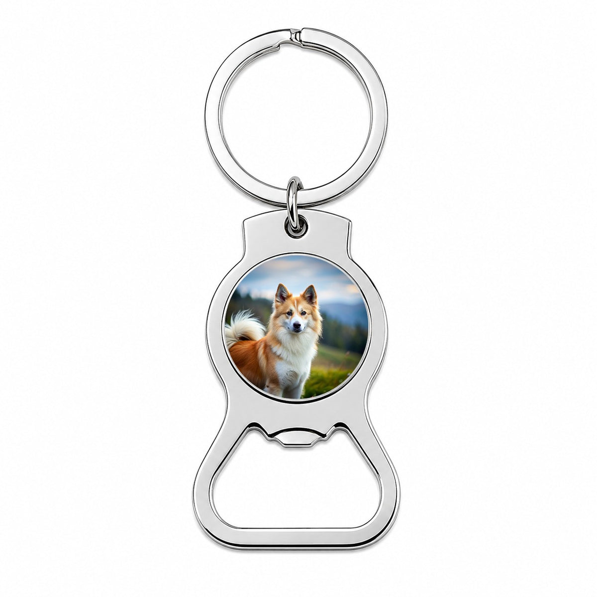 Icelandic Sheepdog Dog Photo Bottle Opener Keychain