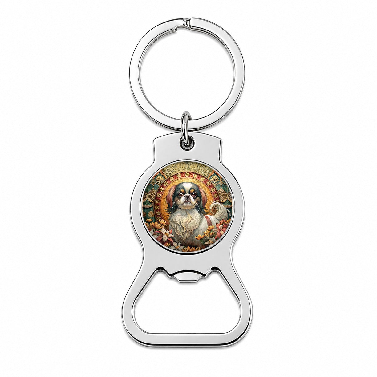 Japanese Chin Dog Art Nouveau Bottle Opener Keychain