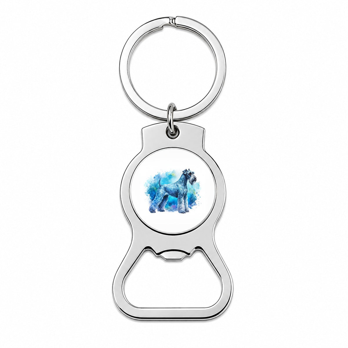 Kerry Blue Terrier Dog Watercolor Style Bottle Opener Keychain