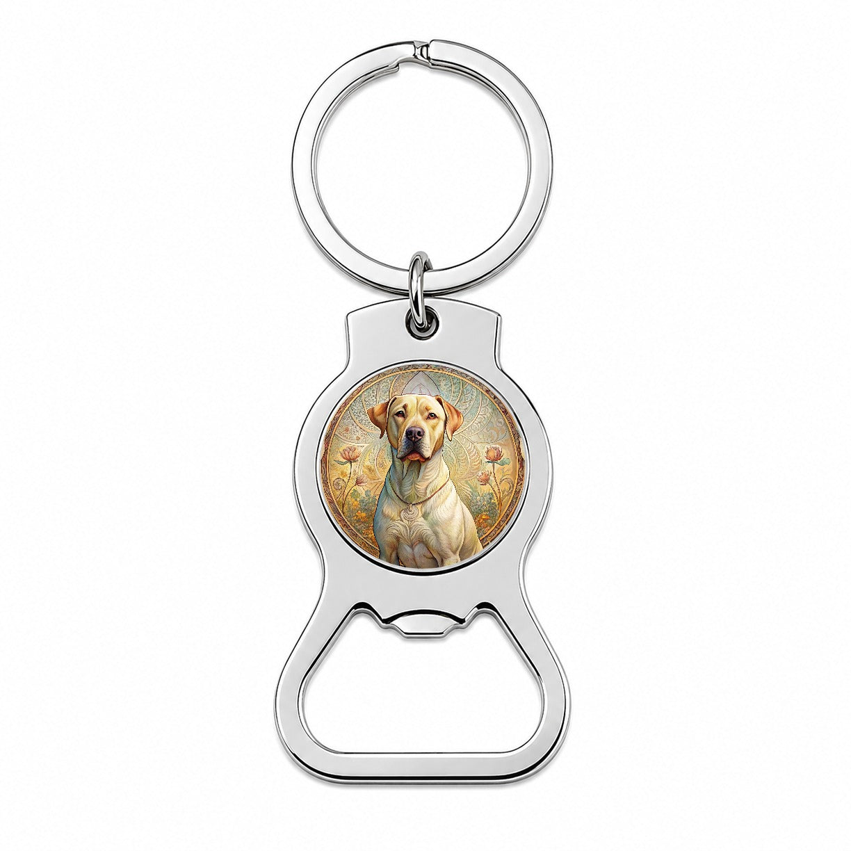 Labrabull Dog Art Nouveau Bottle Opener Keychain