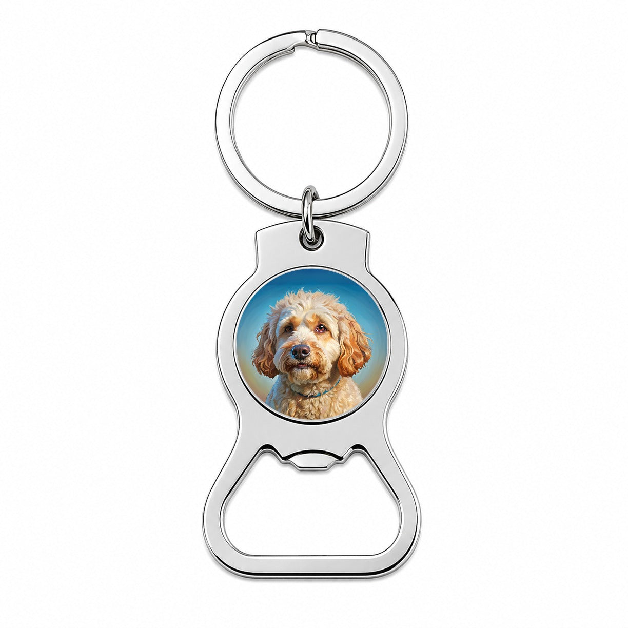 Labradoodle Dog Illustration Bottle Opener Keychain