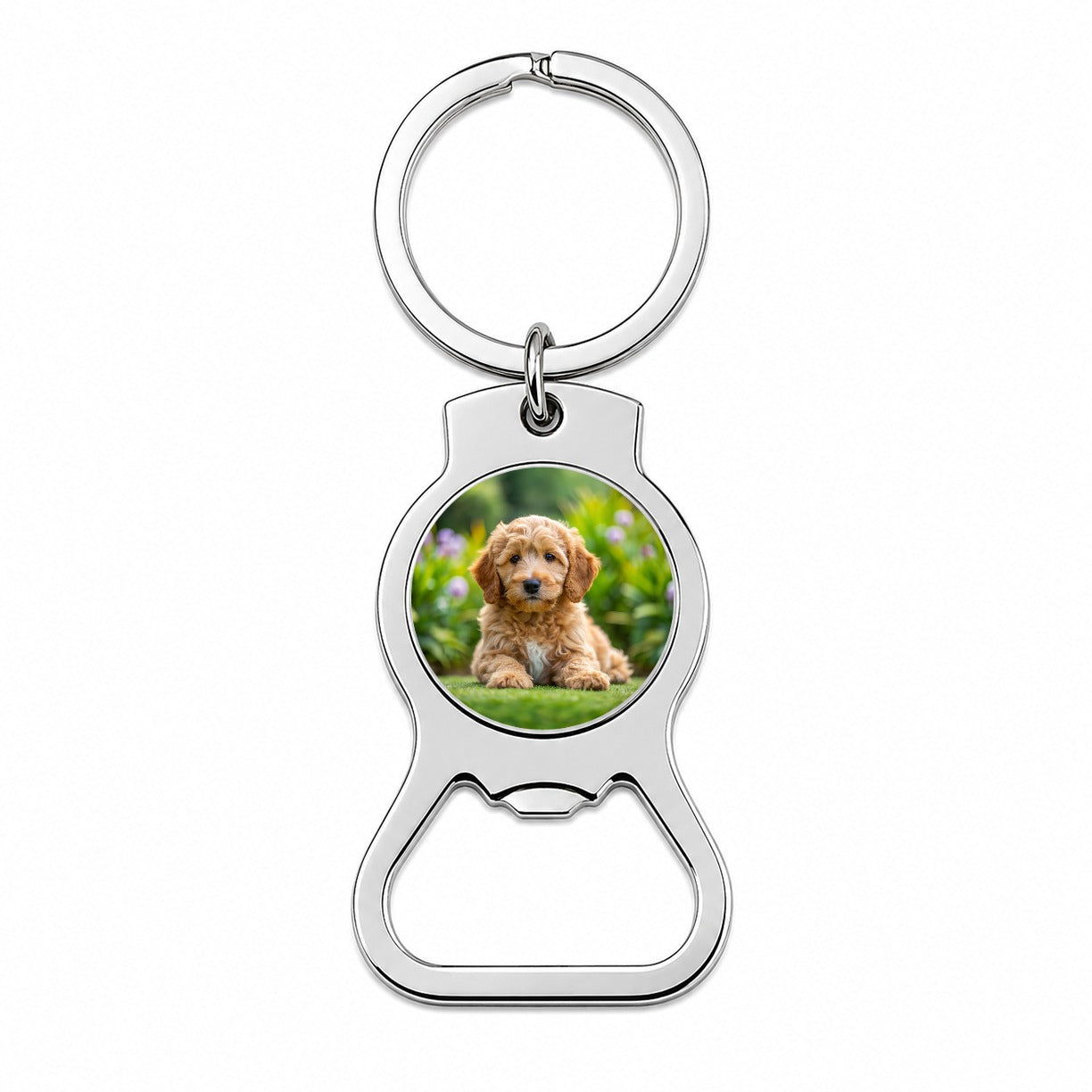 Labradoodle Dog Puppy Photo Bottle Opener Keychain